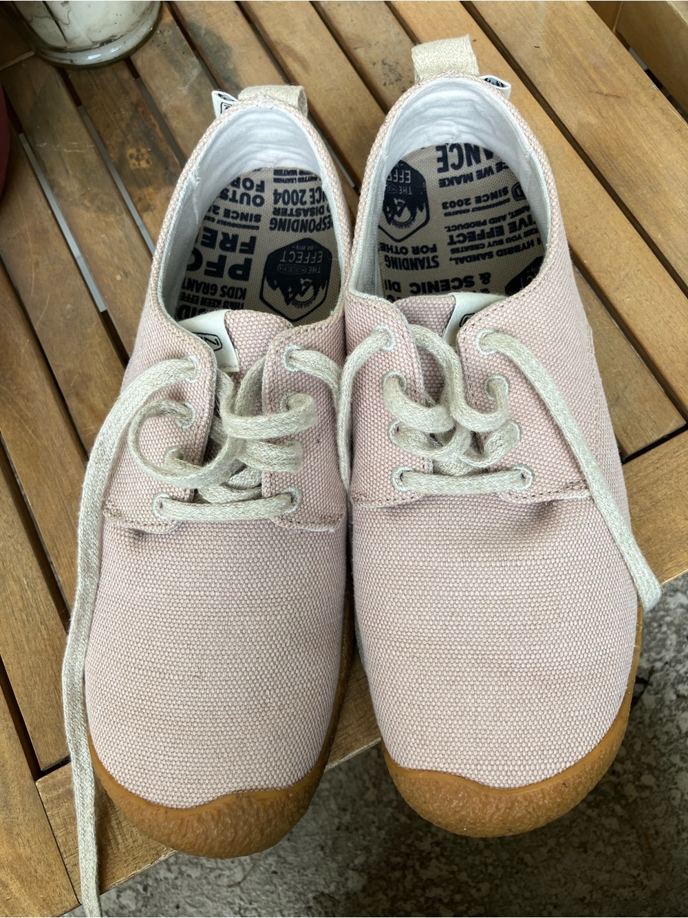 Keen Women's Mosey Dusty Pink Canvas Sneakers with Tan Rubber Toe